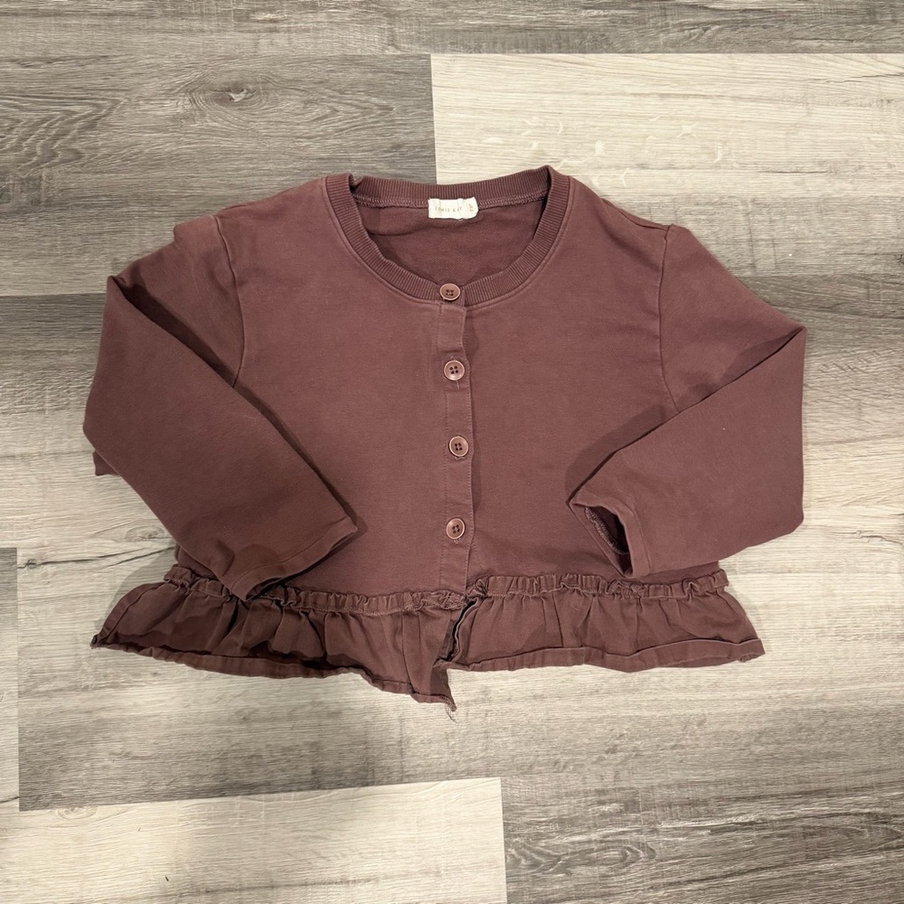 Jamie Kay Girls Organic Cotton Blackberry Purple Cardigan Ruffles Size 7Y